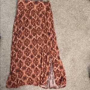 Easel Bohemian Print Maxi Skirt - Brown and Cream